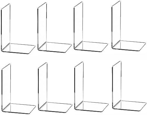 Clear Bookends for Heavy Books,8pcs Acrylic Book Shelf Organizer for Desk,Plastic Heavy Duty Book Holders Standand Invisible Bookshelf Dividers Decorative,Suitable for Office Home Weighted Bookends by Cqacrylic
