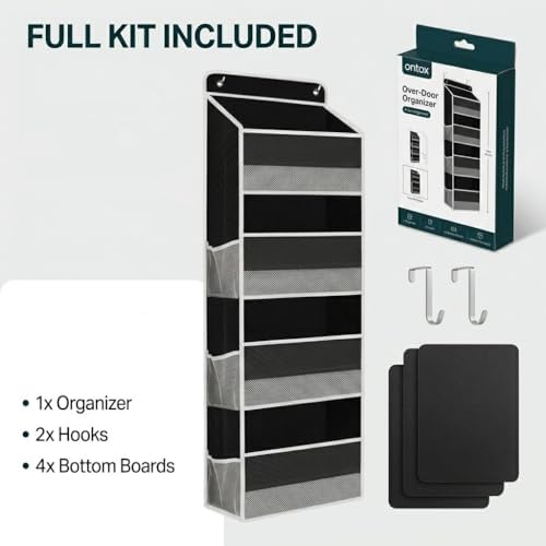SUREMAX 42.5" Over The Door Organizer, 40 Lbs Heavy Duty Anti-Tilt Behind Door Storage with 4 Large Pockets and 6 Side Mesh Pockets, Hanging Closet Organizer for Bathroom, cabinet, Nursery and Pantry - Image 7