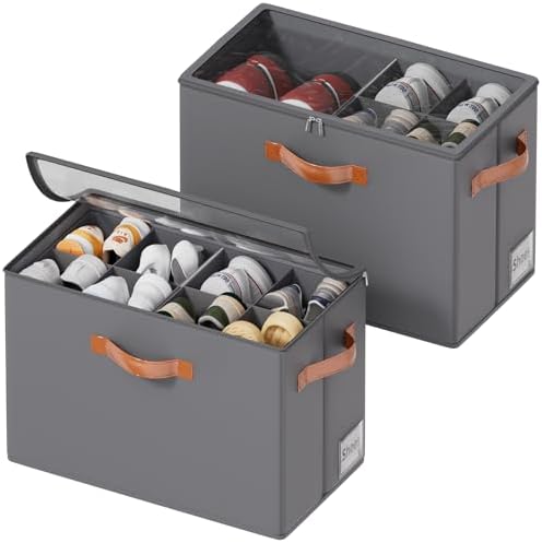 Shoe Organizer for Closet, Fits 16 Pairs, Gray, 2 Pack by ISusaid