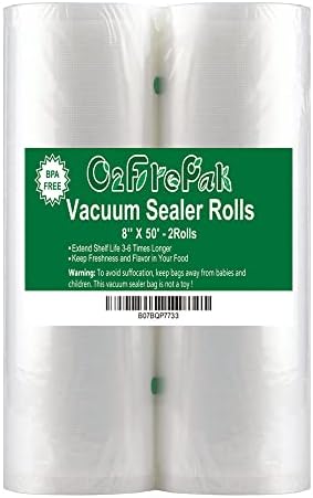 O2frepak 2Pack Vacuum Sealer Bags Rolls 8"x50' for Food Storage by O2frepakDirect