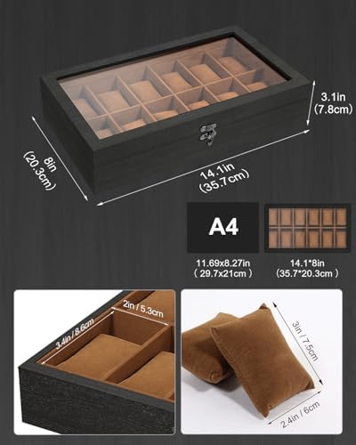 Uten Watch Box 12 Slot, Watch Display Case, Jewelry and Sunglasses Drawer - Image 2