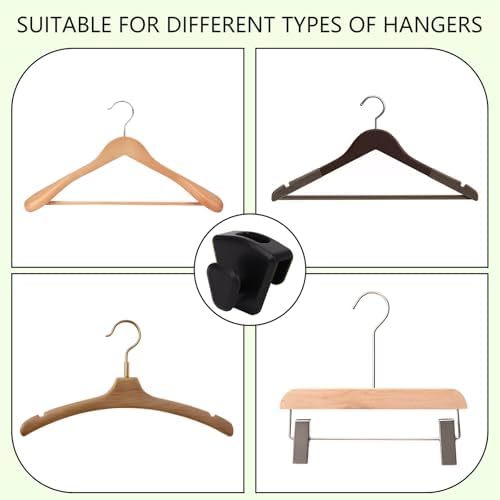 60 Pack Space Saving Hanger Hooks, Black Plastic Triangle Hangers, Connector Hooks for Closet Organizers and Storage in Dorms and Homes - Image 6