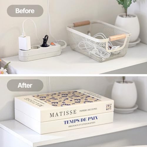 Book Shape Decorative Cable Management Box - Expandable Cable Organizer Box with Magnetic Closure for Home & Office (PatternHouse, Standard) - Image 6