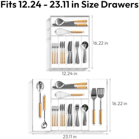 NIUBEE Acrylic Utensil Silverware Tray for Drawer, Clear Cutlery Organizer - Image 3