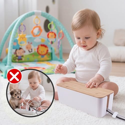 Tuwechen 2 Pack Cable Management Box, Wooden Style Cord Organizer Box - Image 6