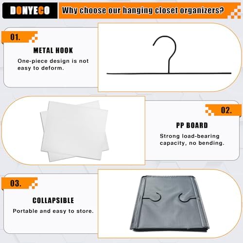 Hanging Closet Organizer 6-Shelf, Oxford Fabric Wardrobe Storage, Gray - Image 7