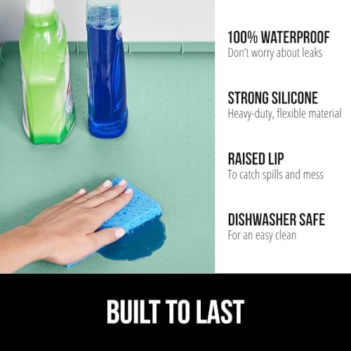 GORILLA GRIP Waterproof Silicone Under Sink Mat, Stay in Place, 34x22 Mint - Image 2