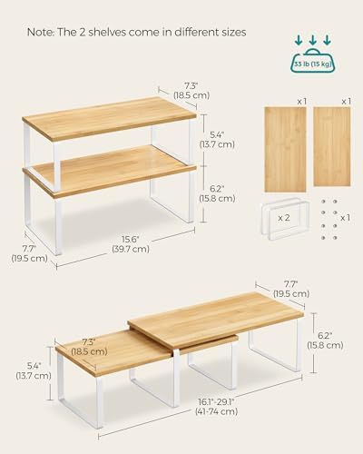 SONGMICS Cabinet Organizer Shelf, Set of 2 Spice Rack, Kitchen Storage - Image 6