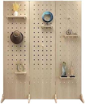 Folding Pegboard Partition Screen,2/3/4/5 Panel Pegboard Room Divider Panel,Room Divider Wall with Base,for Bedroom Bazaar Jewelry Store(Style 2,180x40cm-3 Panel) by ZFUCMAYL