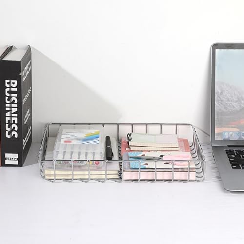BTSKY Multipurpose A4 File Tray Wire Desk Tray Organizer, Silver - Image 2