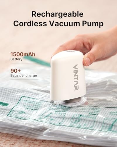 VINTAR 16 Pack Vacuum Storage Bags for Travel with Cordless Pump, Color - Image 3