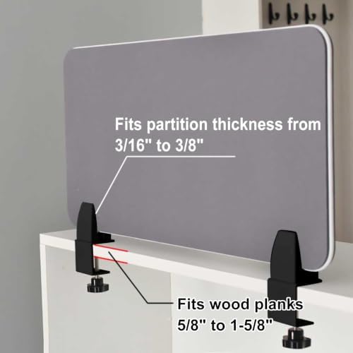 4 Pack Desk Partition Divider Bracket Clip, Acrylic Sneeze Guard Holder - Image 2
