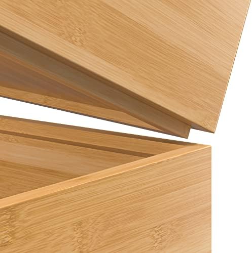 VeyFey Silverware Tray for Drawer, Stackable Kitchen Bamboo Drawer Organizer 12" x 3" x 2" Set of 2 - Image 5