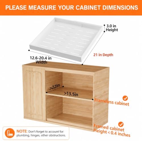 1 Pack Expandable Pull Out Cabinet Organizer,21" Deep,White - Image 2