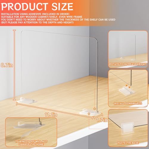 Yieach 8 Pack Acrylic Shelf Dividers for Closet Organization - Suitable for All Cupboard,Wood Shelves -Clear Closet Dividers for T Shirt,Towel,Bag,Purse Dividers,Handbag Organizer,Sweater Organizer - Image 2