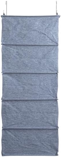 Household Essentials Hanging Cotton Blend and Plastic Closet Shoe Organizer with 10 Storage Compartments, Denim - Image 5