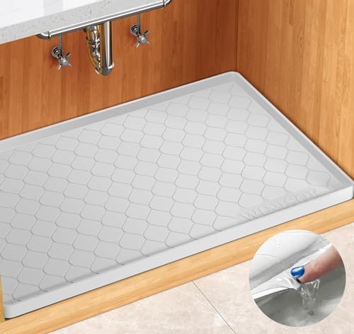Winisok Waterproof Under Sink Mat 28" x 22", Silicone Mat, White by Winisok