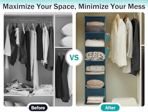 YOUDENOVA Hanging Closet Organizer and Storage, 6-Shelf, Green - Image 4