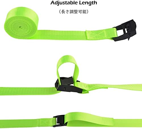 TRIWONDER Cinch Tie Down Strap Lashing Straps Heavy Duty Nylon Straps with Cam Buckles for Cargo, Trucks, Boat, Motorcycle,SUP, Kayak, Canoe, Trailer (3m, Light Green - 4 Packs) - Image 4