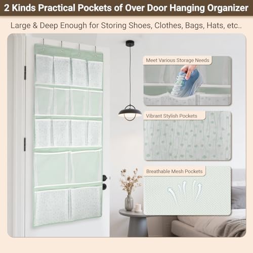 16 Pockets- Over Door Hanging Storage Organizer with 4 Kinds Pouch,Behind Closet Hanging Shelf Holder for Sock,Hat,Underwear,Travel Outfit,Shoes,Back of Door Space-saving Organization for Home,Dorm,RV - Image 6