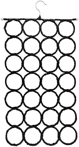 Super Z Outlet Foldable 28 Ring Hole Slots Space Saving Clothing Closet Hanger Scarf, Ties, Belts, Socks Organizer for Home Bedroom, Bathroom, Living Room (Black) by SuperZOutlet