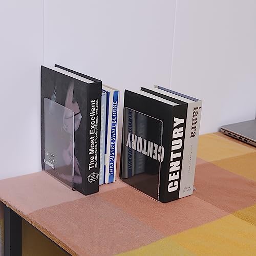 Clear Bookends for Heavy Books,8pcs Acrylic Book Shelf Organizer for Desk,Plastic Heavy Duty Book Holders Standand Invisible Bookshelf Dividers Decorative,Suitable for Office Home Weighted Bookends - Image 6
