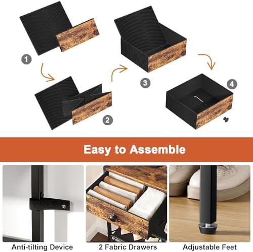 5 Tier Shoe Rack with 3 Drawers Rustic Brown - Image 5