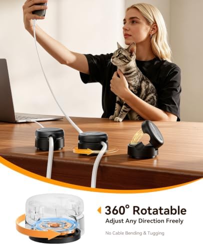 Rocoren 12 Pack Magnetic Cable Clips,360° Rotating Cord Organizer Holder - Image 3