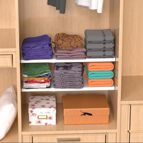 Expandable Closet Shelves, 3 Pack Adjustable Metal Closet Organizers and Perforated Storage Shelves for Wardrobe, Kitchen Pantry, Shoe Rack, (White,11.8" D x 17"-31" W,3PCS) - Image 5