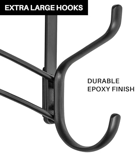 LYNK Professional® Home™ Over the Door Hooks - 18 Hook – Over the Door Coat Rack - Over the Door Hanger - Hanging Towels or Clothes - Bathroom, Bedroom, Laundry Room - Lifetime Ltd. Warranty, Black - Image 3