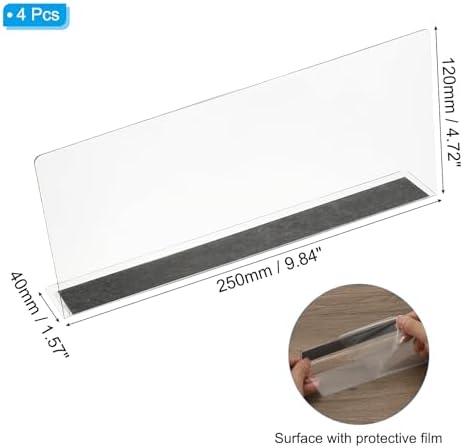PATIKIL 4 Pack Shelf Dividers for Closet Organization, 9.9x1.6x4.8 Acrylic Magnetic Closets Separator Kitchen Cabinet Shelves Under Bed Blocker for Bedroom Kitchen Office, Clear - Image 2