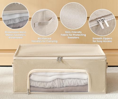 2-Pack Cashmere Sweater Storage Bags for Wool with Cedar Blocks, Beige - Image 7