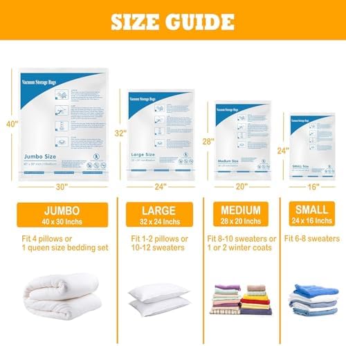 MEIQIHOME Vacuum Storage Bags, Space Saver Sealer Bags,Vacuum seal bags for clothing, Pillows, Comforters, Blankets, Bedding,Travel,8 LARGE - Image 3