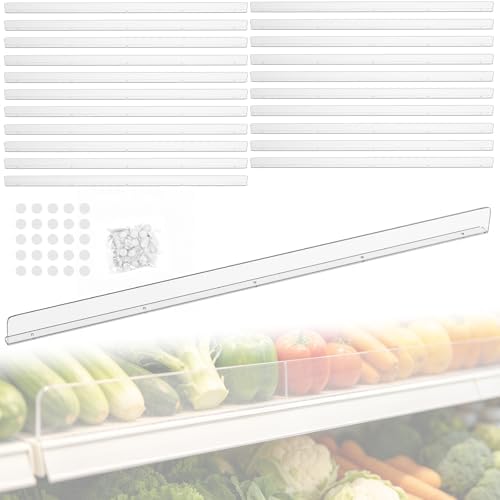 Nalwort 22 Pcs Retail Gondola Shelving Front Fence, Clear PET Shelf Fence with 1/4" Holes and Screws, Front Lips Barrier for Retail Store Display Rack, 3" H x 36" L by Nalwort