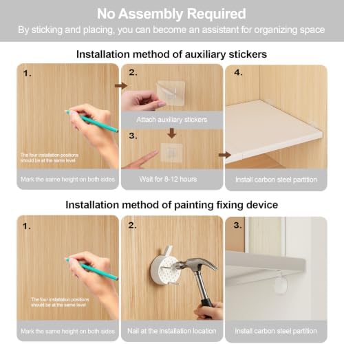 Cream White Adjustable Shelf for Closet (L：14.2-24.4in W：11.81 in) - Image 4