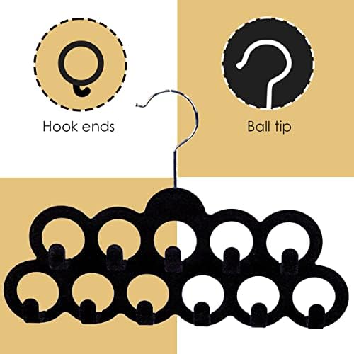 Velvet Scarf Storage Organizer for Closet (Pack of 3), Black | by Home Basics | Scarf Holder for Scarves and Ties | Slim Scarf Hangar Useful for Belts and Jewelry - Image 4