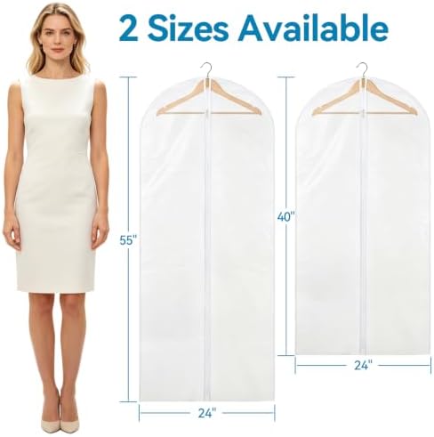 Garment Bags for Hanging Clothes PEVA 6 Pack Translucent 24 x 40 Inch - Image 2