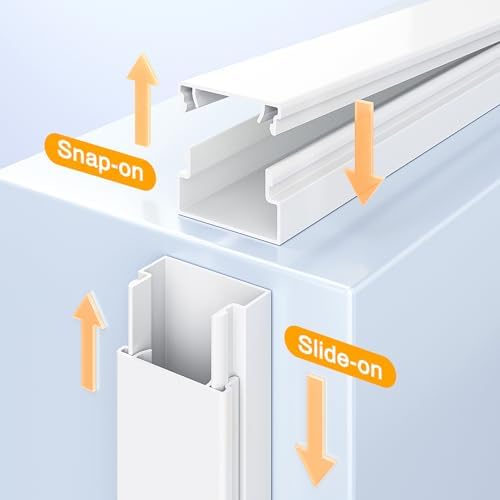 Delamu Cord Hider, 56.7in Cord Covers for 2-3 Wires on Wall, Paintable Cable Hider Wire Covers for Cords, Self-Adhesive Cable Cover Management, Easy Set-up Wires Hiders for TV, W0.95 x H0.55in, White - Image 3