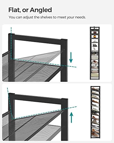 SONGMICS Shoe Rack, 12-Tier Shoe Organizer, Metal Shoe Storage for Garage, Entryway, Set of 2 6-Tier Stackable Shoe Shelf, with Adjustable Flat or Angled Shelves, Holds 48-60 Pairs, Black ULMR12B - Image 6