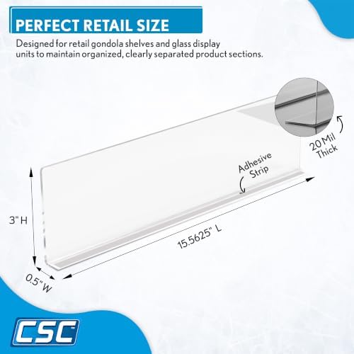 Shelf Dividers, 50 Pack, 3" x 17-9/16", Retail Shelf Organization, Product Separators, Clip Strip - Image 2