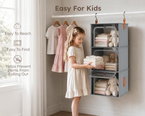 Homsorout 6-Tier Modular Hanging Closet Organizer Shelves, Grey - Image 7