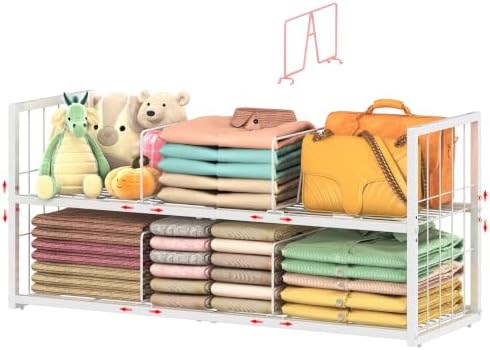 Hongtamoya Stackable Closet Storage Shelf with Adjustable Divider by Hongtamoya