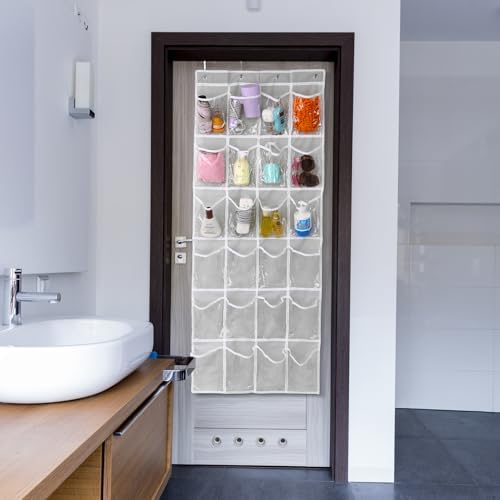 GOMAJI Over the Door 24 Pocket Hanging Shoe Organizer, Space Saving Hanging Storage Holder, Gray, (64" X 19") - Image 7