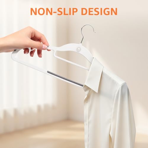 Yolife Cascading Plastic Clothes Hangers 20 Pack with Inner Hook for Vertical Storage, Slim Space Saving Hangers with Non-Slip Pads, 360° Swivel Metal Hook, Versatile, White & Gray - Image 5