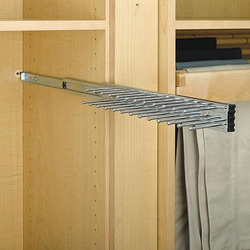 Rev-A-Shelf Pull Out 12" Side Mount Extending Closet Tie & Belt Organization Storage Rack Holder for Up to 23 Ties, Chrome, TRC-12CR - Image 5