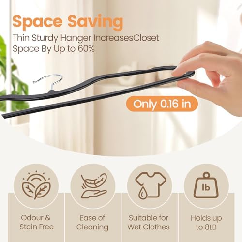 Plastic Short Neck Hangers 40 Pack Ultra-Thin Space-Saving ABS 360° Swivel Hook Ideal for Closet Organization Fits Coats Shirts Dresses & More (40, Black) - Image 3