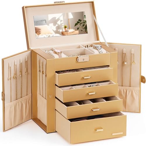 Homde Large Jewelry Box for Women: 5-Layer Organizer with Lock for Dresser by Homde