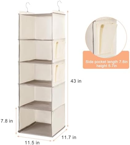 BOOMIBOO Hanging Closet Organize and Shelves,5-Hanging Shelf （Beige） - Image 3