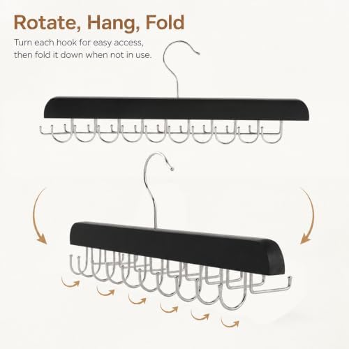 2 Pack Tie and Belt Hanger Rack, 2‑in‑1 Tie and Belt Hanger, Black - Image 4