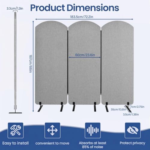 72 x 66 inch Freestandings Privacy Panel 3 Panel 24 inch Panels - Image 3